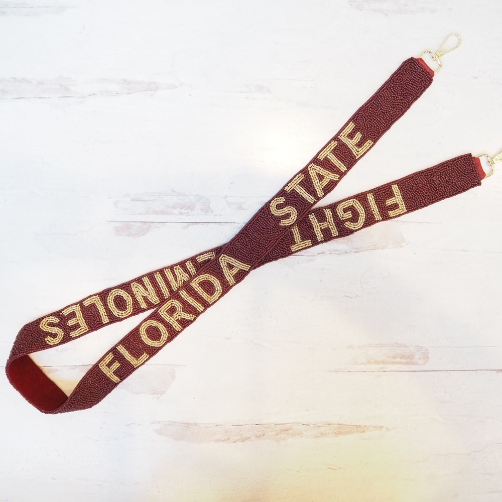 Beaded Florida State Seminoles Collegiate Game Day Purse Strap Garnet Red FSU